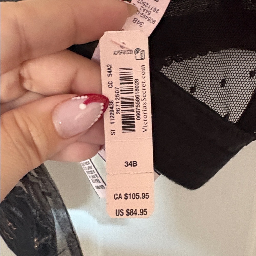 Victoria’s Secret Dotted Mesh Corset Bra NWT Black Size 34B - Picture 8 of 9